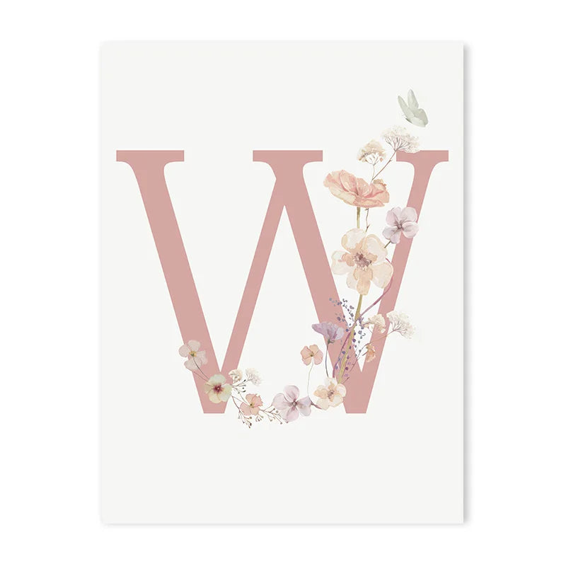 DecorBites™ Personalized Pink Floral Nursery Wall Art