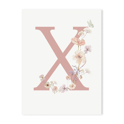 DecorBites™ Personalized Pink Floral Nursery Wall Art