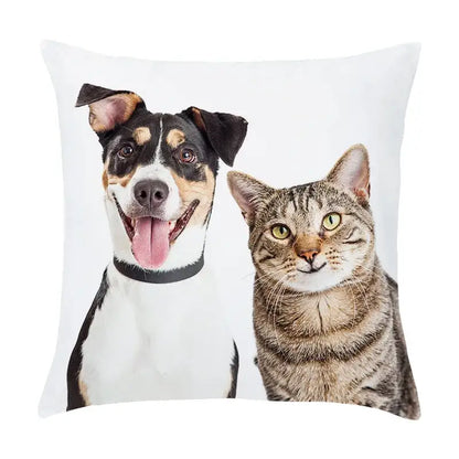 Pet dog and cat print peach skin pillowcase living room decor