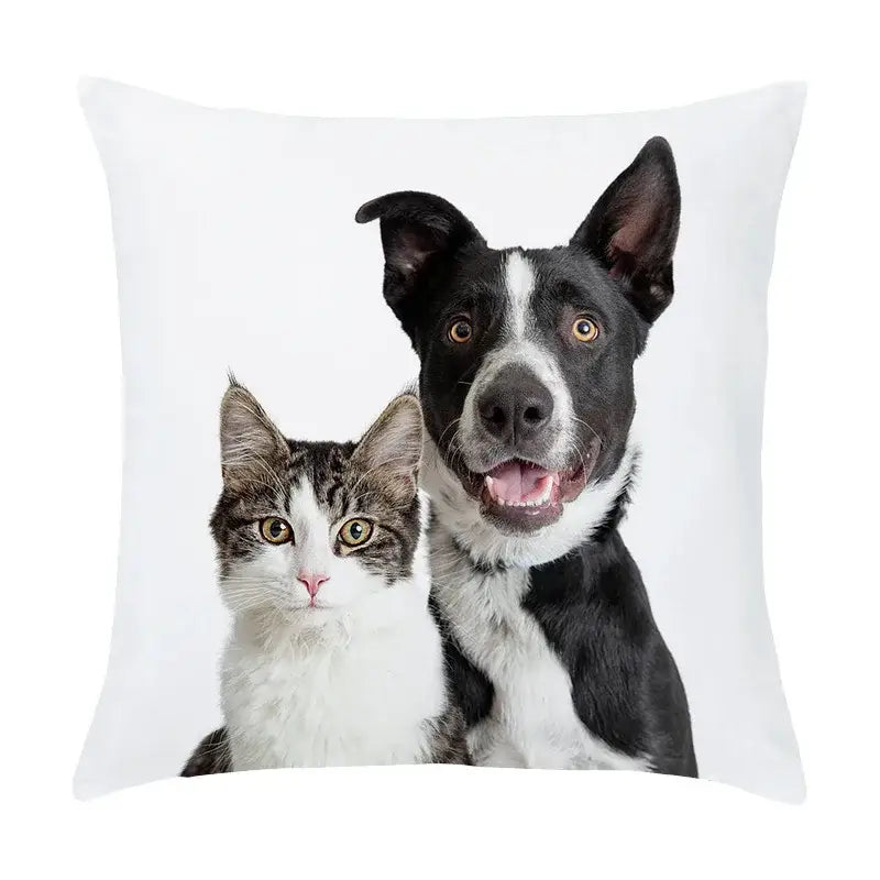 Pet dog and cat print peach skin pillowcase living room decor