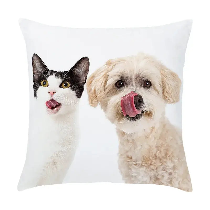 Pet dog and cat print peach skin pillowcase living room decor