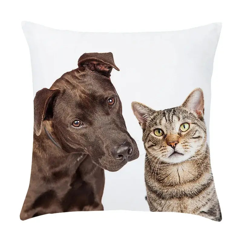 Pet dog and cat print peach skin pillowcase living room decor