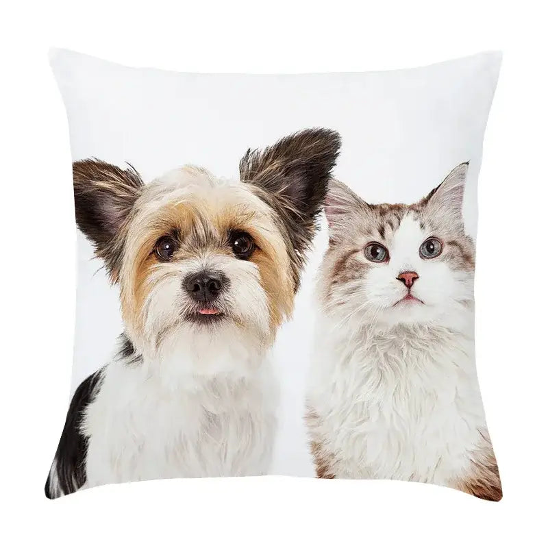 Pet dog and cat print peach skin pillowcase living room decor
