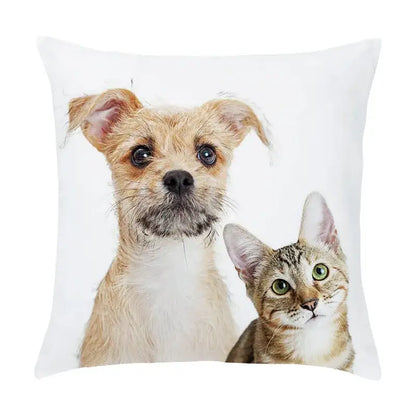 Pet dog and cat print peach skin pillowcase living room decor