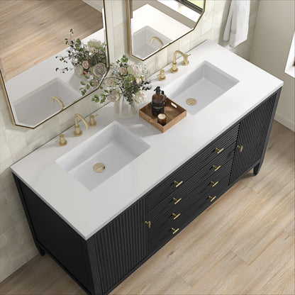 James Martin Myrrin 60" Double Bathroom Vanity, Carbon Oak