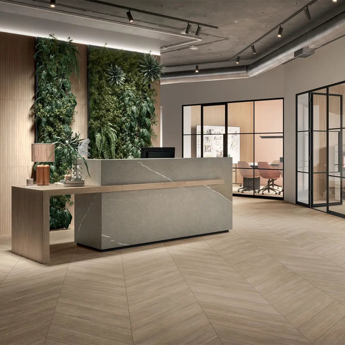 Pigna Rectified Chevron Wood Look Porcelain Tiles 8x40