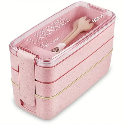Pink 3-layer kids bento box lunchbox – kitchen food container
