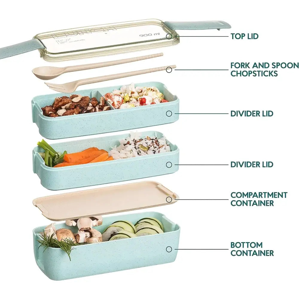 Pink 3-layer kids bento box lunchbox – kitchen food container