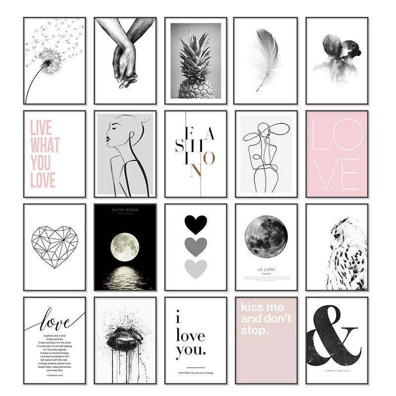 DecorBites™ Pink Aesthetic Modern Wall Art Prints