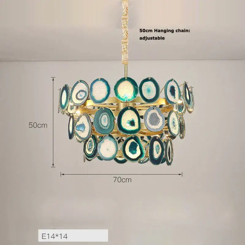 Pink agate designer led chandelier for dining room