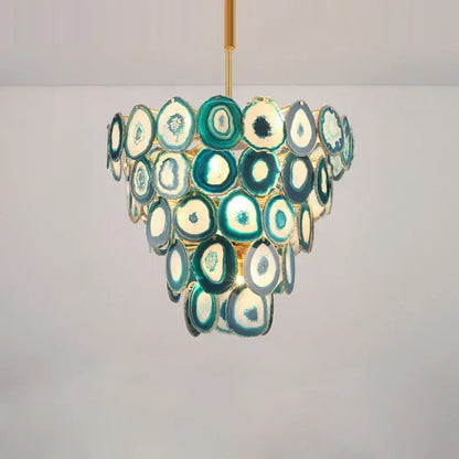 Pink agate designer led chandelier for dining room