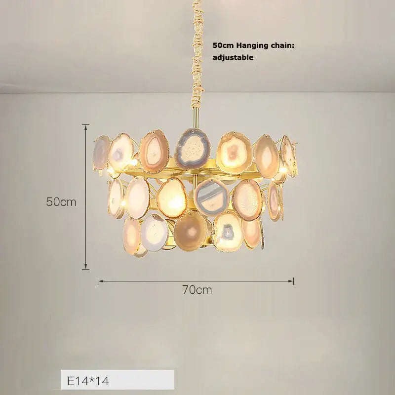 Pink agate designer led chandelier for dining room