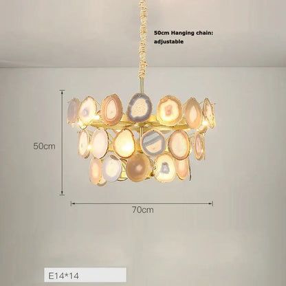 Pink agate designer led chandelier for dining room