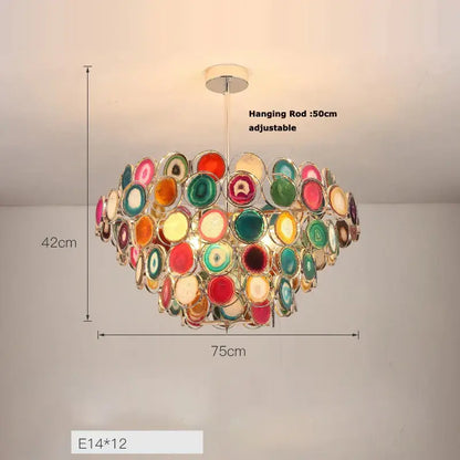 Pink agate designer led chandelier for dining room