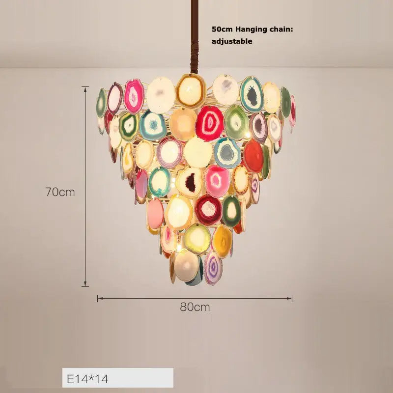 Pink agate designer led chandelier for dining room