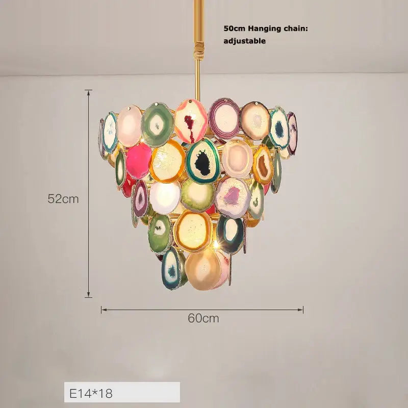Pink agate designer led chandelier for dining room