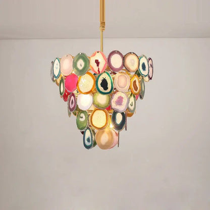 Pink agate designer led chandelier for dining room