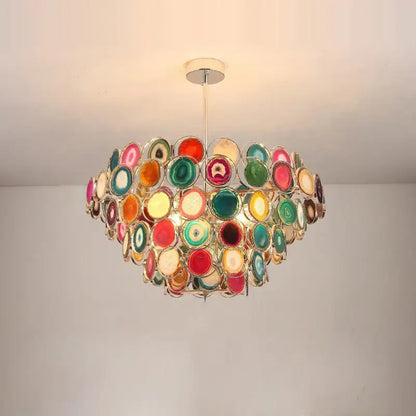 Pink agate designer led chandelier for dining room