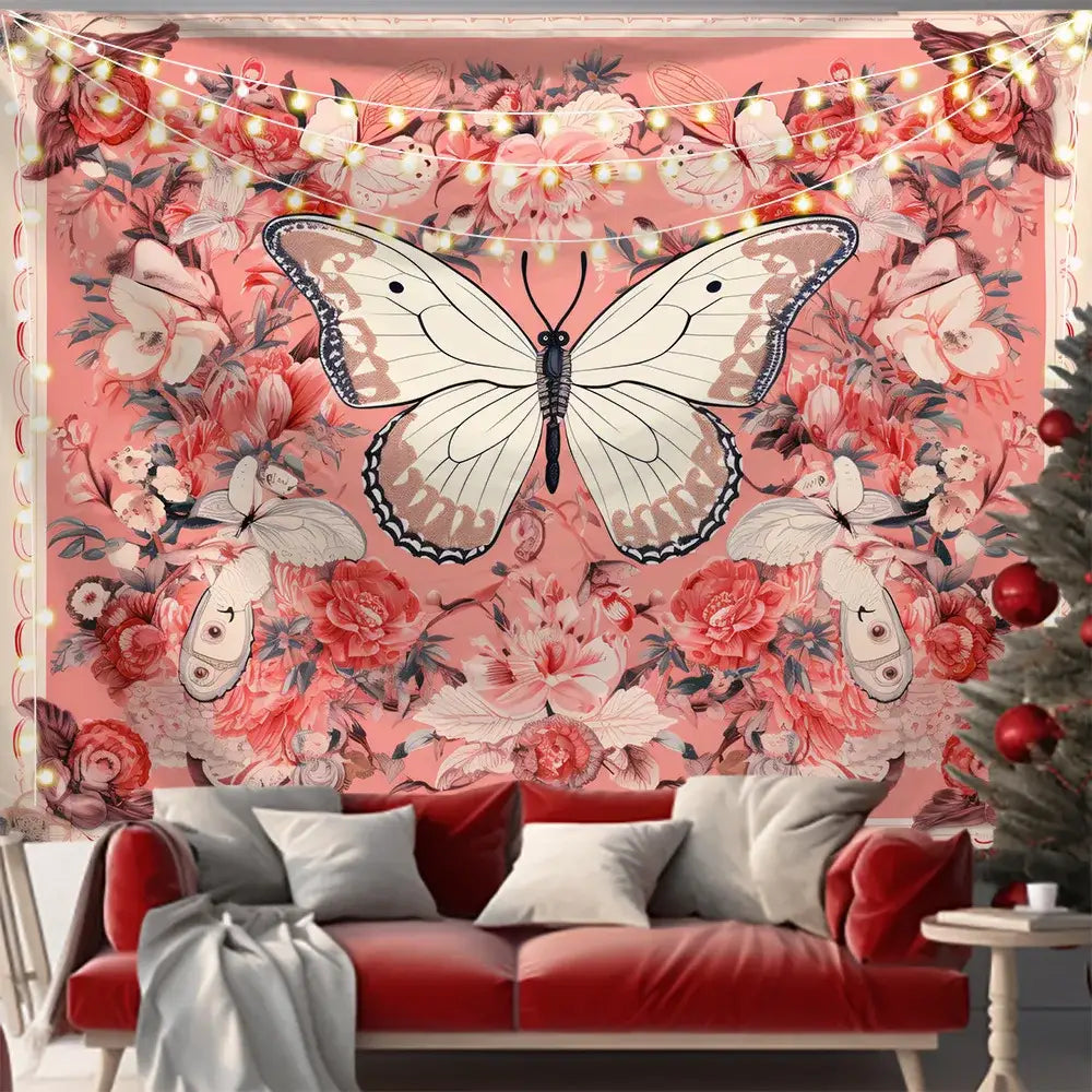 Pink and black butterfly series background cloth for living room