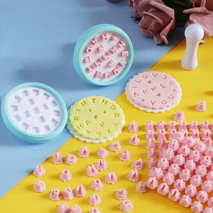 Pink and blue cookie stamps kitchen baking set