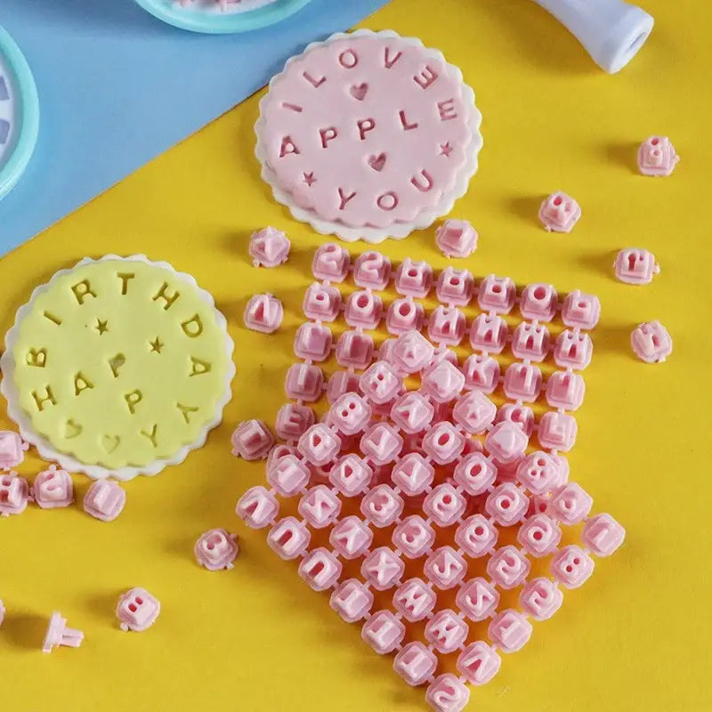 Pink and blue cookie stamps kitchen baking set
