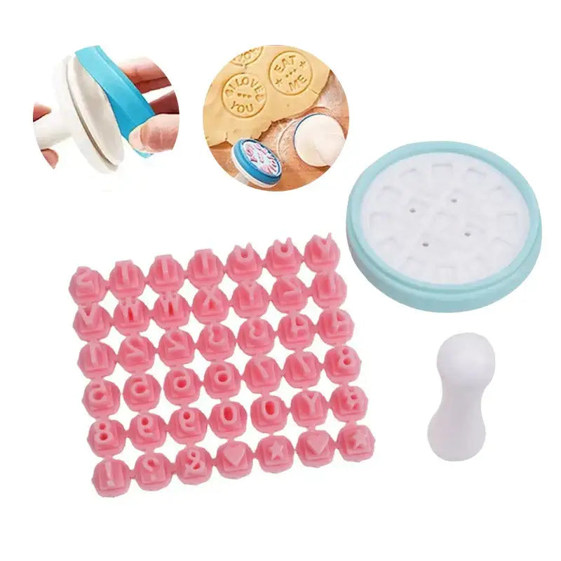 Pink and blue cookie stamps kitchen baking set