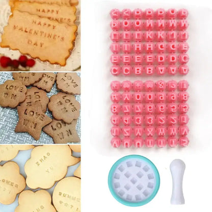 Pink and blue cookie stamps kitchen baking set