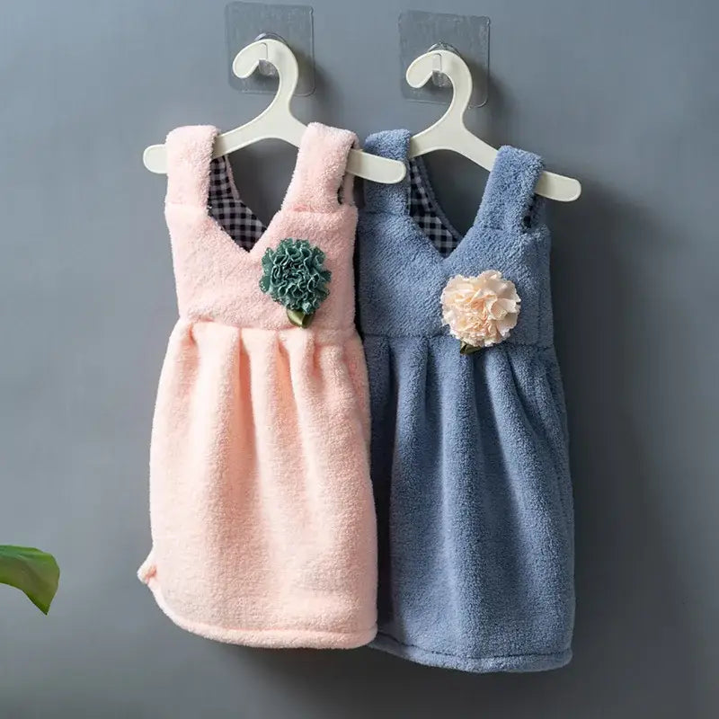 Pink and blue kids cute dress hand towel for kitchen and bathroom