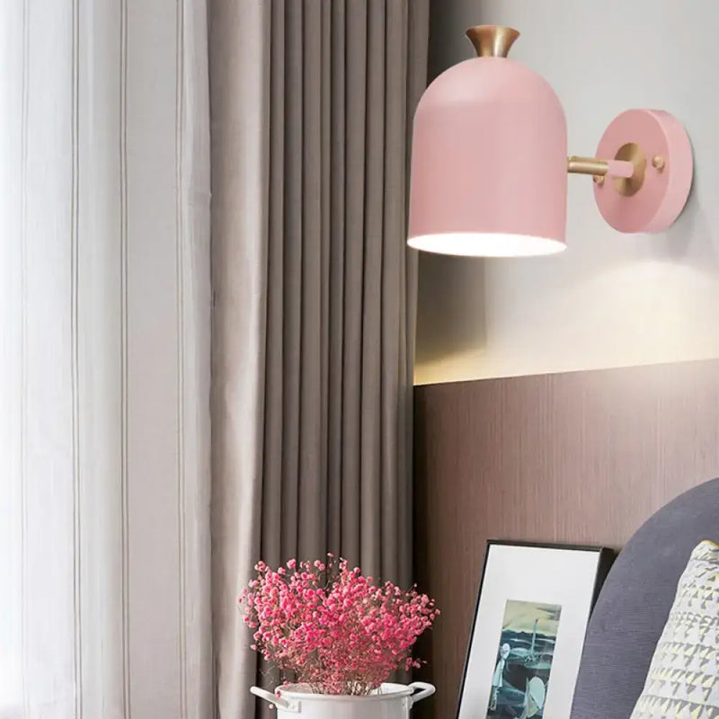 Pink and brass macaron wall light sconce lamp – dining room
