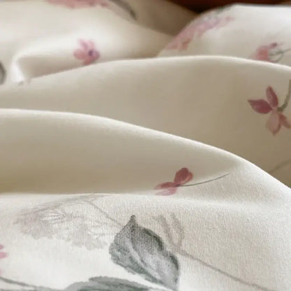 Pink and cream floral egyptian cotton print bedding set bedroom