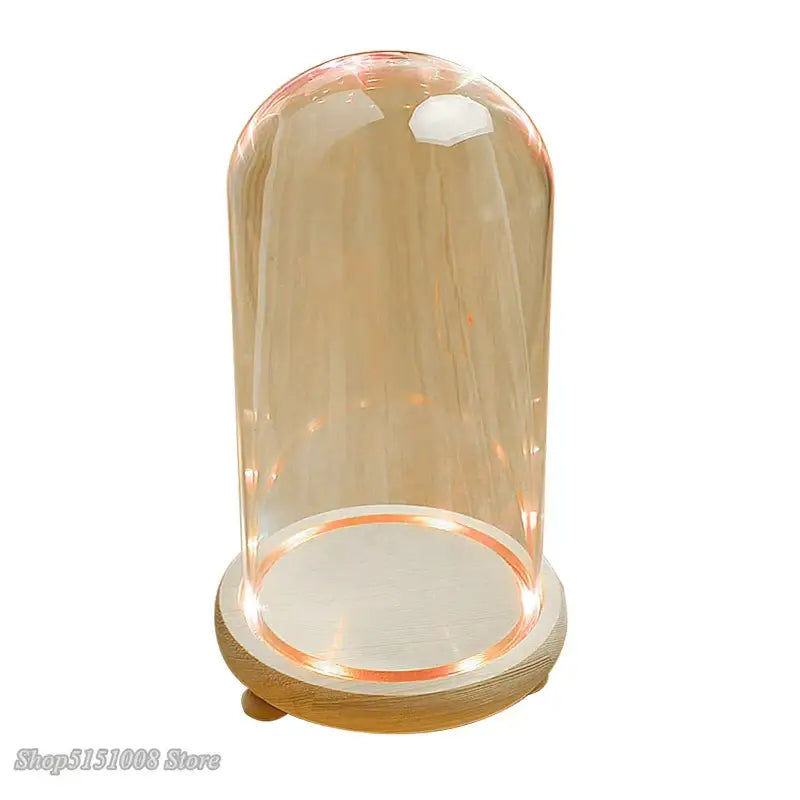 Pink and gold dry flower ornaments glass dome bedroom night light