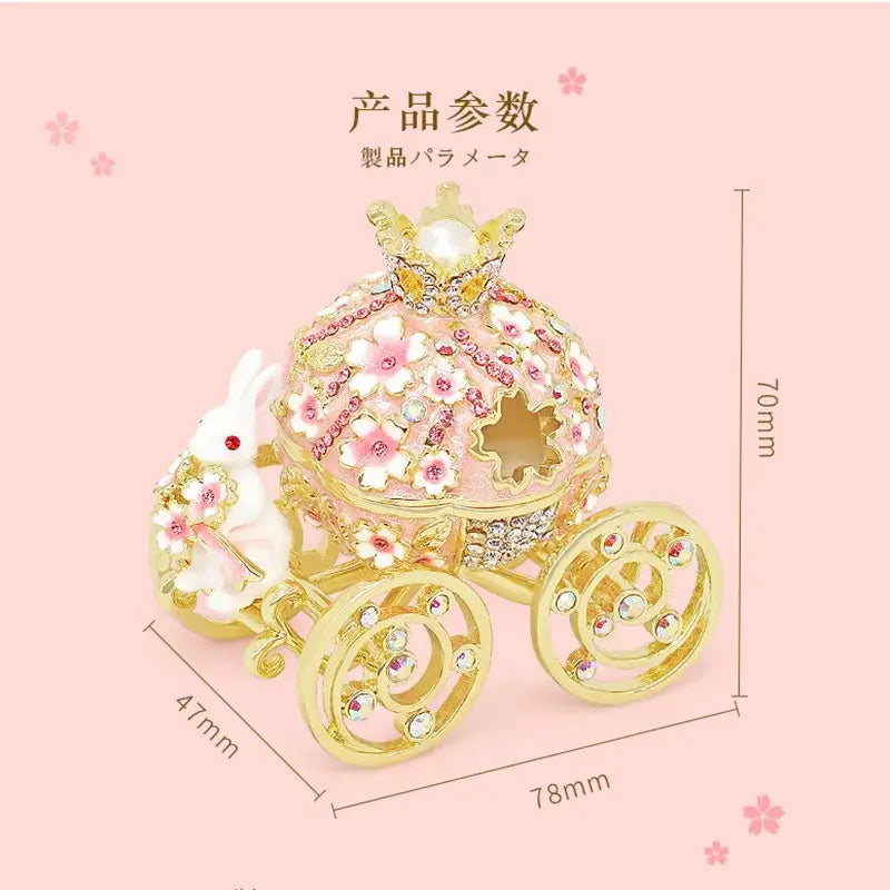 Pink and gold princess carriage jewelry trinket box bedroom decor