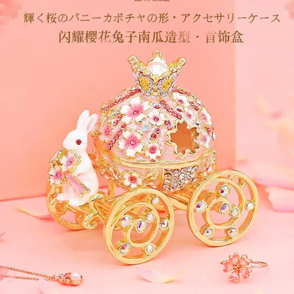 Pink and gold princess carriage jewelry trinket box bedroom decor