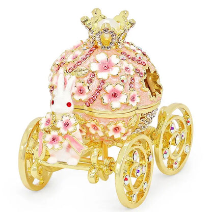 Pink and gold princess carriage jewelry trinket box bedroom decor