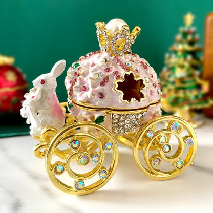 Pink and gold princess carriage jewelry trinket box bedroom decor