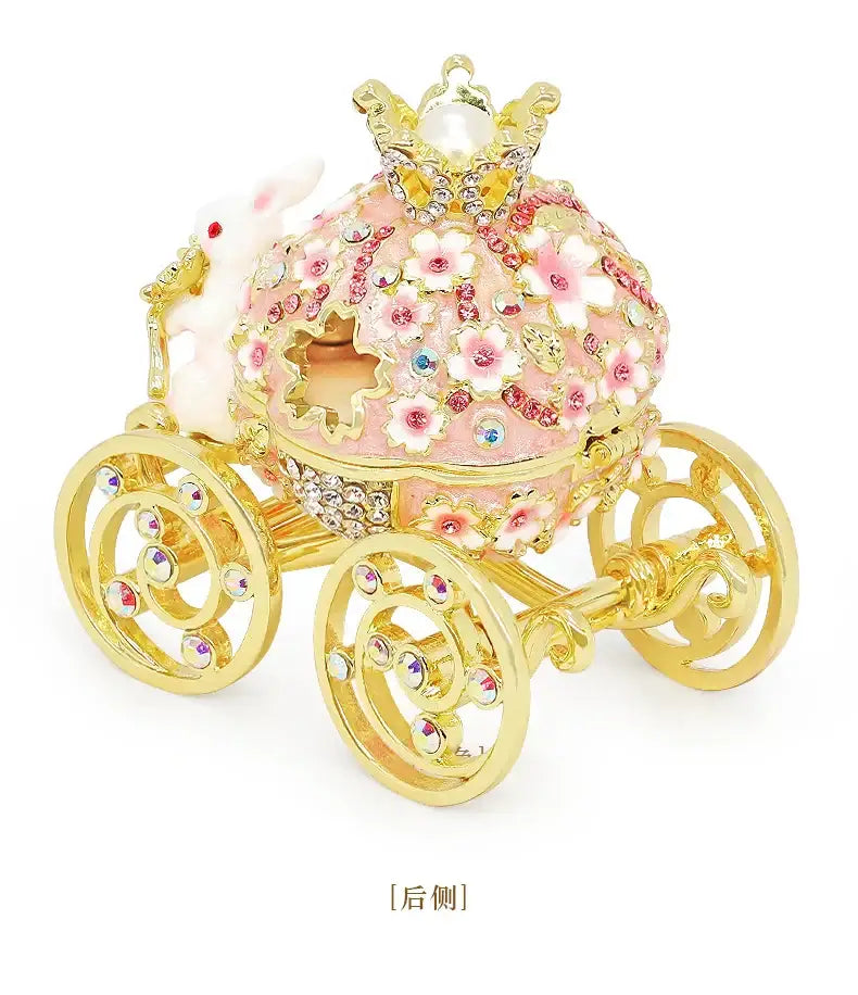 Pink and gold princess carriage jewelry trinket box bedroom decor