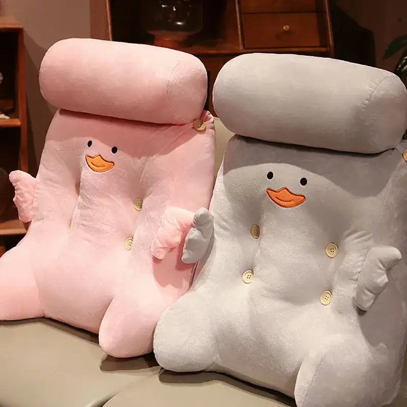 Pink and gray dumb duck square plush backrest bedroom cushion