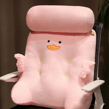Pink and gray dumb duck square plush backrest bedroom cushion