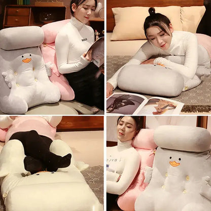 Pink and gray dumb duck square plush backrest bedroom cushion