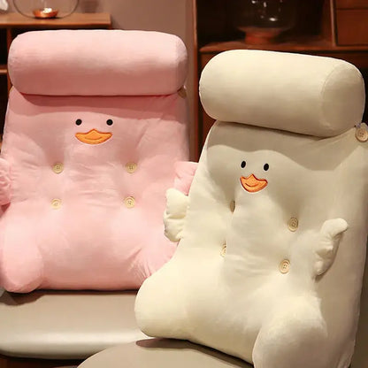 Pink and gray dumb duck square plush backrest bedroom cushion