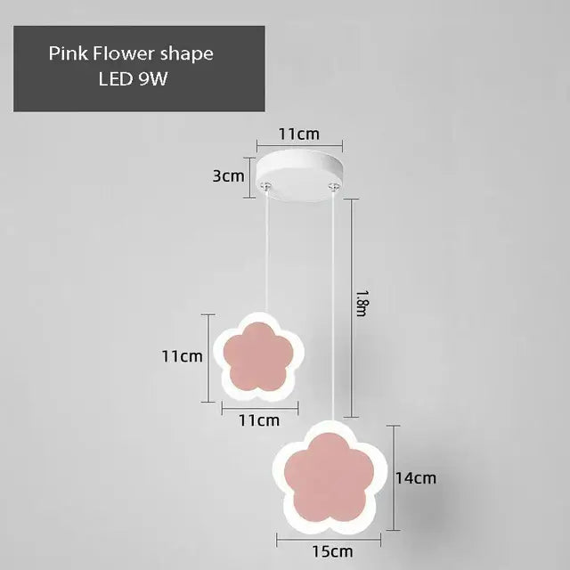 Pink and gray heart blossom butterfly led chandelier bedroom light