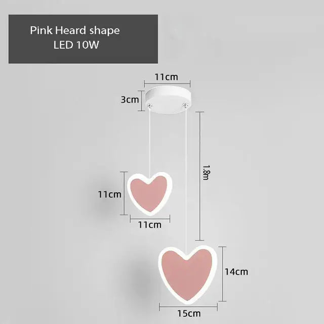 Pink and gray heart blossom butterfly led chandelier bedroom light