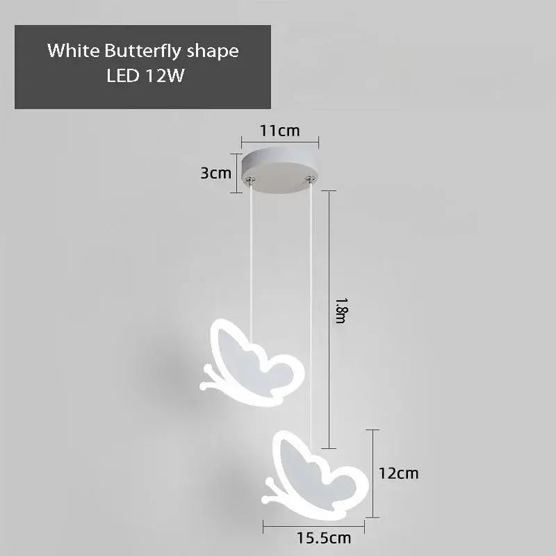 Pink and gray heart blossom butterfly led chandelier bedroom light