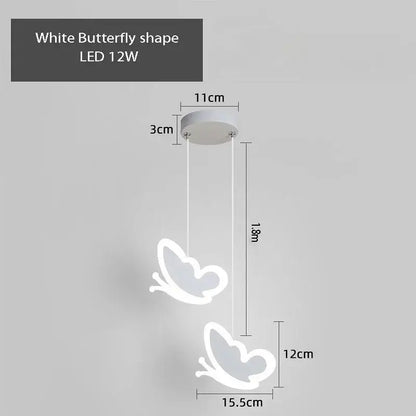 Pink and gray heart blossom butterfly led chandelier bedroom light