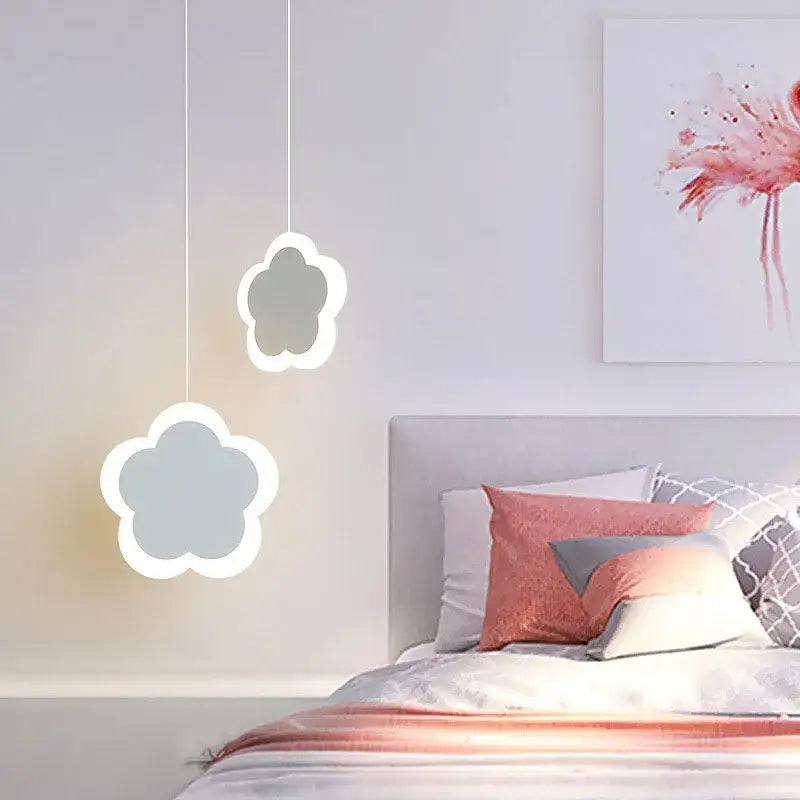 Pink and gray heart blossom butterfly led chandelier bedroom light