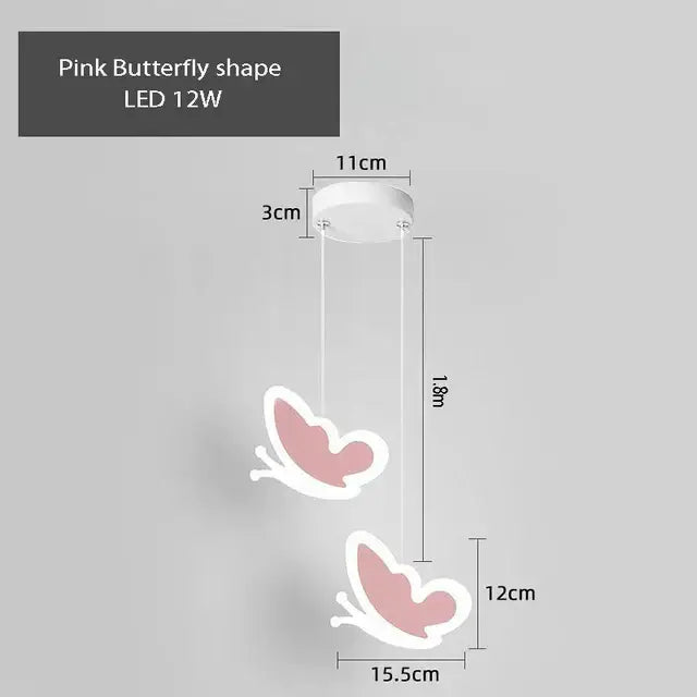 Pink and gray heart blossom butterfly led chandelier bedroom light