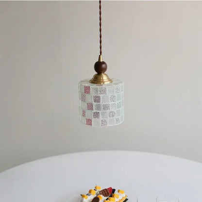 Pink and lavender mosaic glass ball led pendant light kitchen