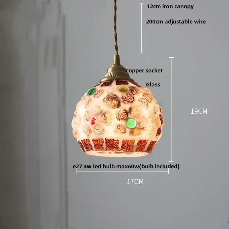 Pink and lavender mosaic glass ball led pendant light kitchen