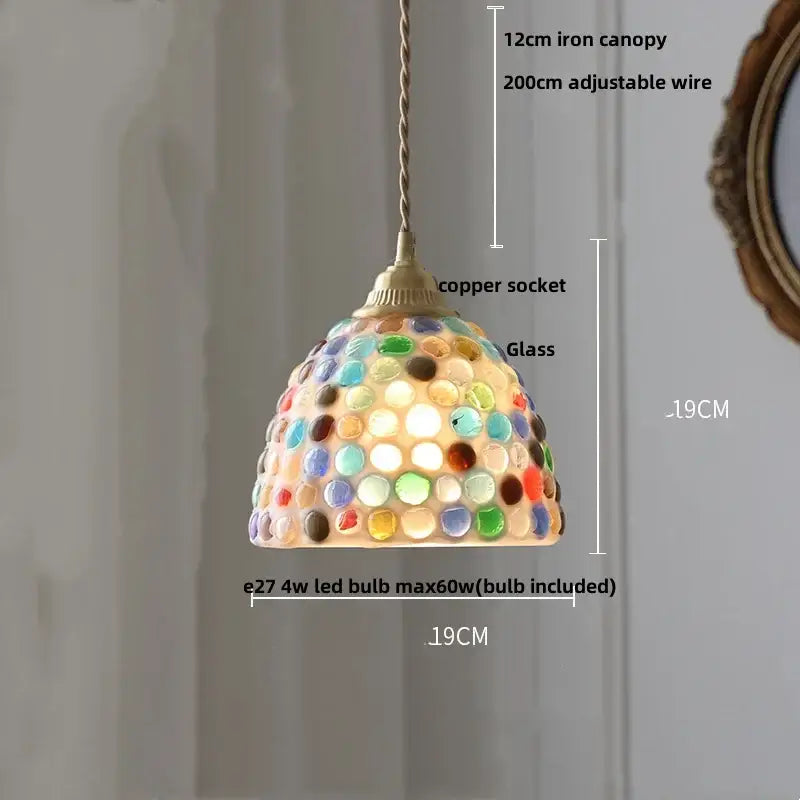 Pink and lavender mosaic glass ball led pendant light kitchen