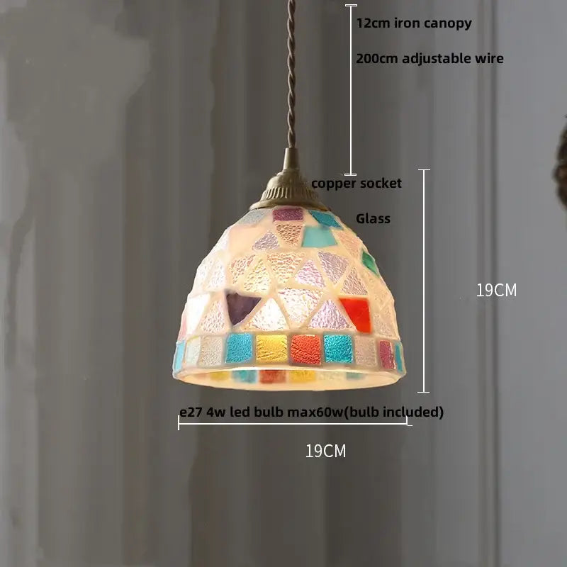 Pink and lavender mosaic glass ball led pendant light kitchen
